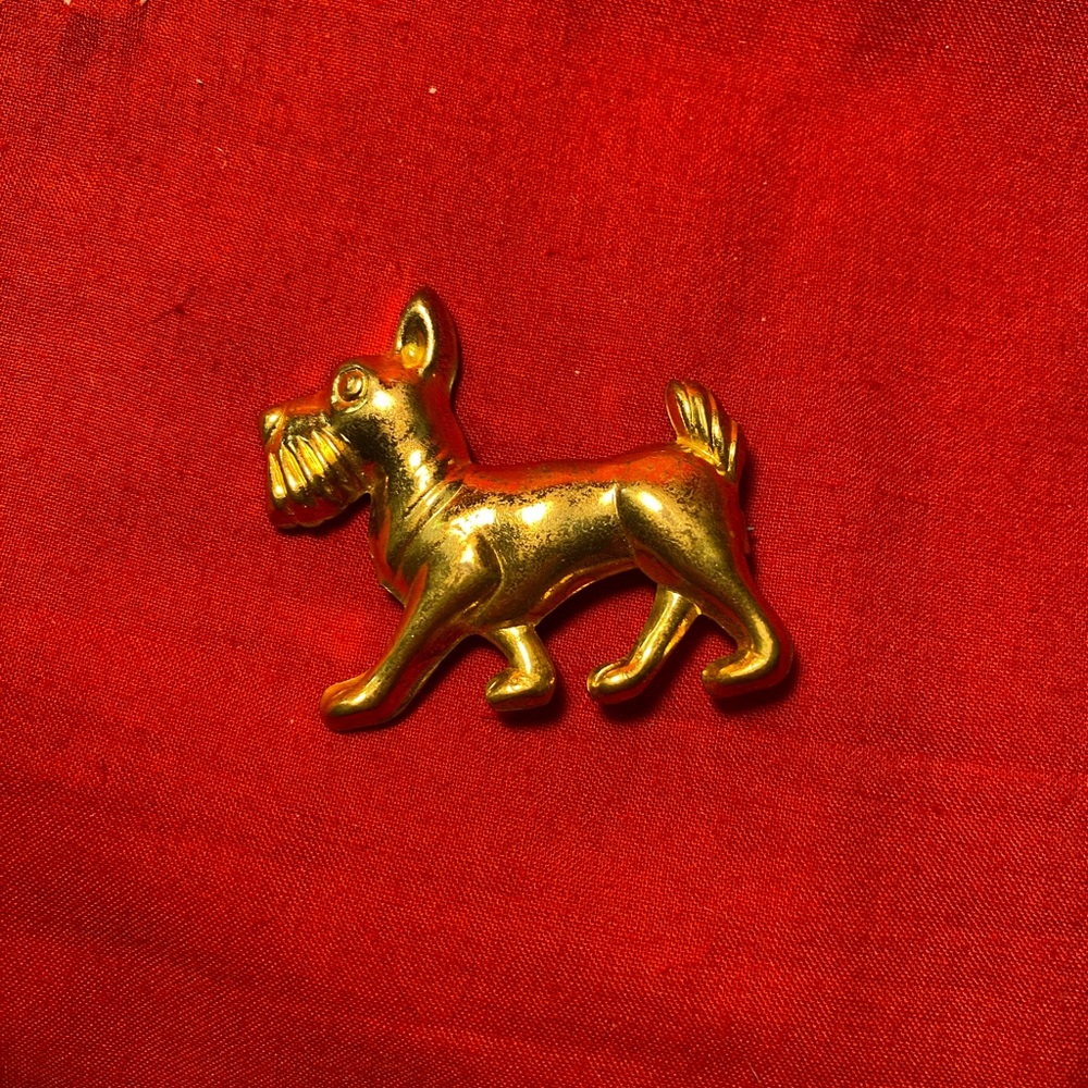 Antique brass Scottie,Scottish terrier brooch. Adorable!
